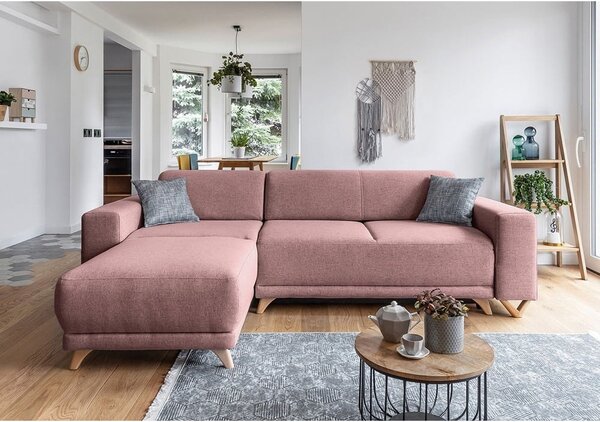 Różowy rozkładany/ze schowkiem narożnik Classy Sophie – Miuform
