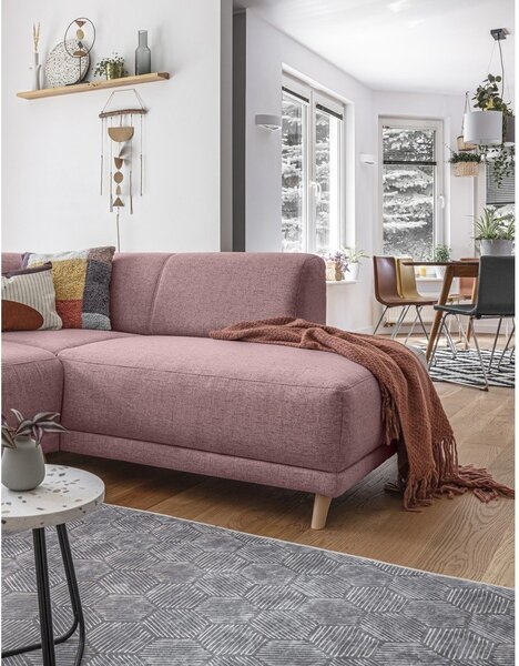 Różowy rozkładany/ze schowkiem narożnik (prawostronny/w kształcie litery L) Classy Sophie – Miuform