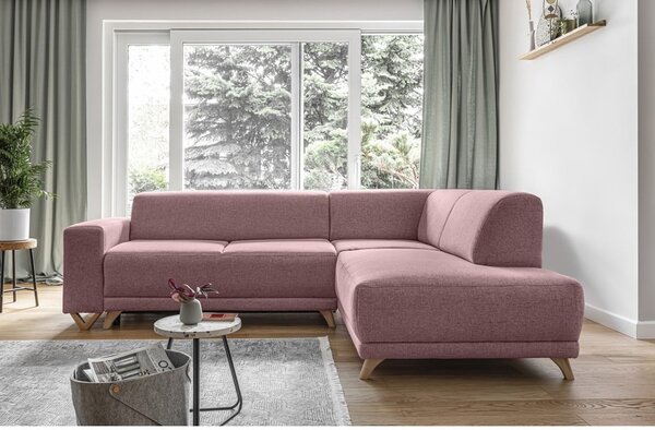 Różowy rozkładany/ze schowkiem narożnik (prawostronny/w kształcie litery L) Classy Sophie – Miuform