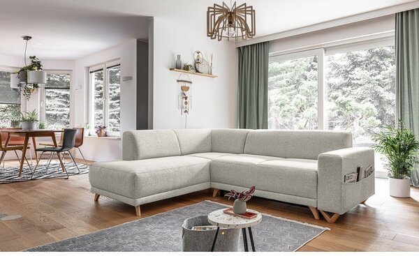 Beżowy rozkładany/ze schowkiem narożnik (lewostronny/w kształcie litery L) Classy Sophie – Miuform