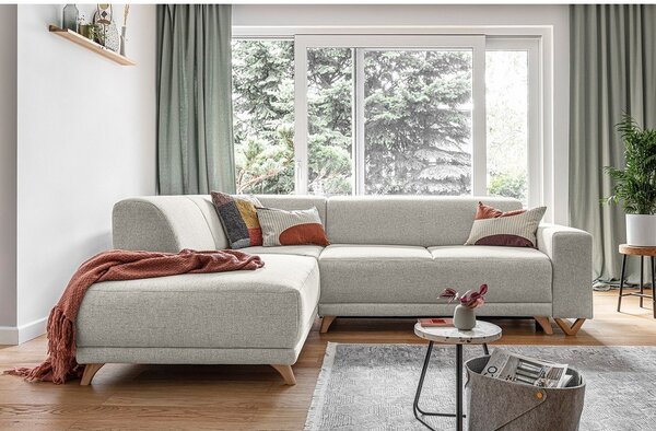 Beżowy rozkładany/ze schowkiem narożnik (lewostronny/w kształcie litery L) Classy Sophie – Miuform