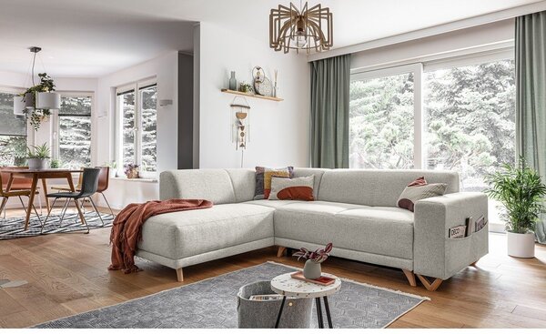 Beżowy rozkładany/ze schowkiem narożnik (lewostronny/w kształcie litery L) Classy Sophie – Miuform