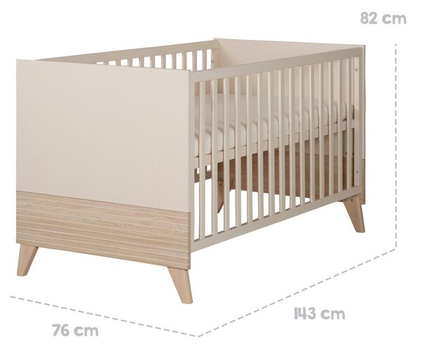 Beżowe łóżeczko z regulowaną wysokością 70x140 cm Sidney – Roba
