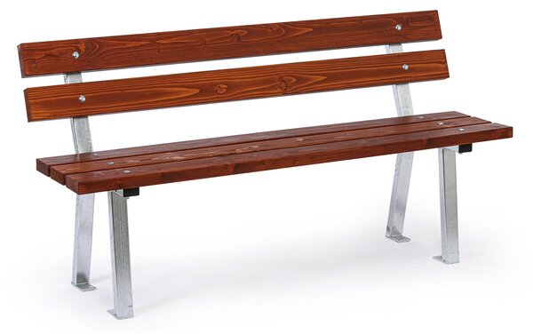 Ławka zewnętrzna WOODY z oparciem 1+1 GRATIS, ocynkowana, 1500 mm, ciemny mahoń