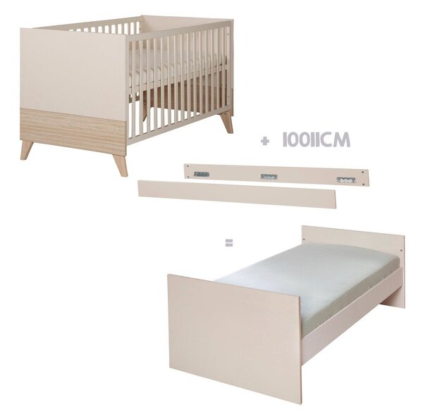 Beżowe łóżeczko z regulowaną wysokością 70x140 cm Sidney – Roba