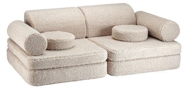 Jasnobrązowa sofa dla dzieci z materiału bouclé 132 cm Settee – Wigiwama