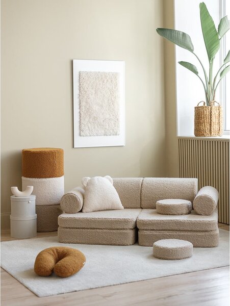 Jasnobrązowa sofa dla dzieci z materiału bouclé 132 cm Settee – Wigiwama