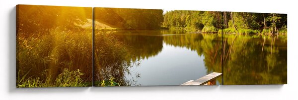 Obraz - Jezioro w pobliżu lasu (170x50 cm)