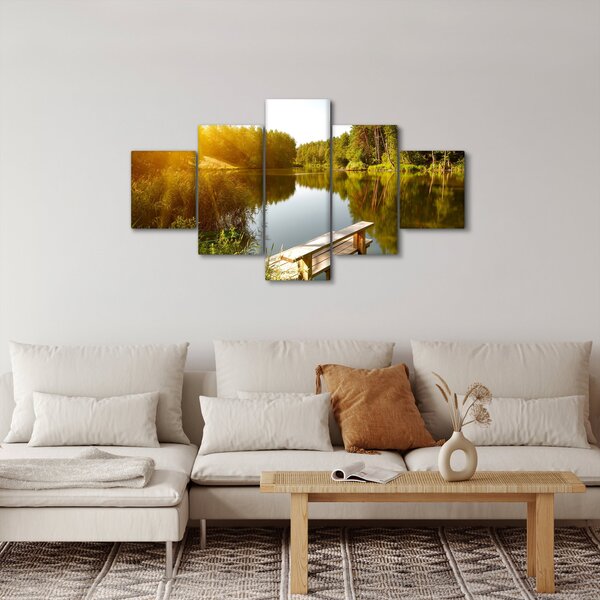 Obraz - Jezioro w pobliżu lasu (125x70 cm)