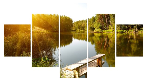 Obraz - Jezioro w pobliżu lasu (125x70 cm)