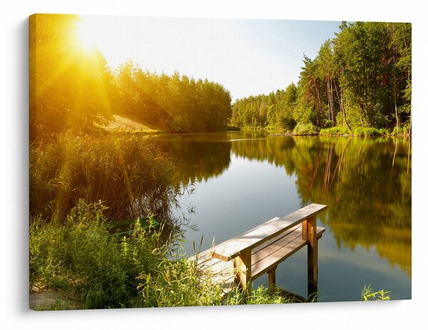 Obraz - Jezioro w pobliżu lasu (70x50 cm)