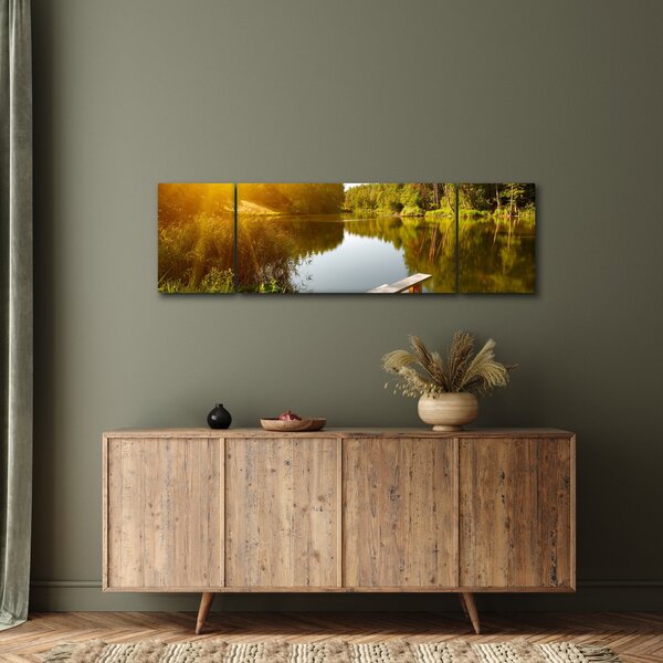 Obraz - Jezioro w pobliżu lasu (170x50 cm)