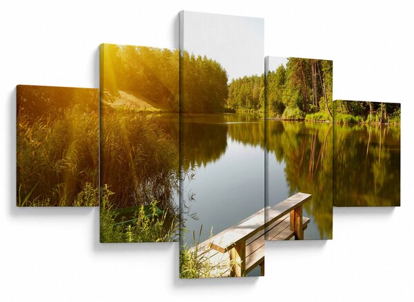 Obraz - Jezioro w pobliżu lasu (125x70 cm)