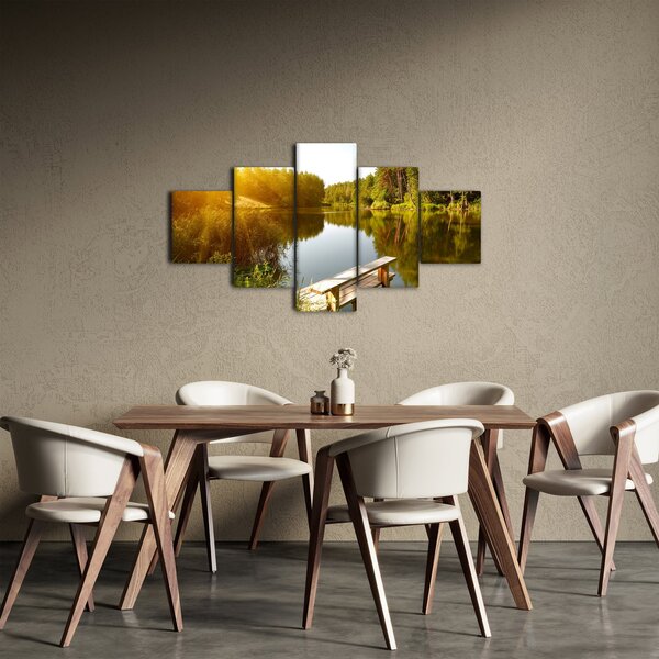 Obraz - Jezioro w pobliżu lasu (125x70 cm)
