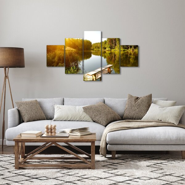 Obraz - Jezioro w pobliżu lasu (125x70 cm)