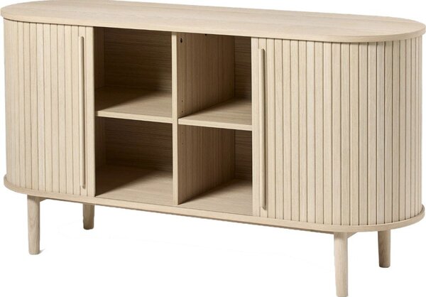 Komoda w dekorze dębu z drzwiami przesuwnymi w naturalnym kolorze 140x76x45 cm Meta – Unique Furniture