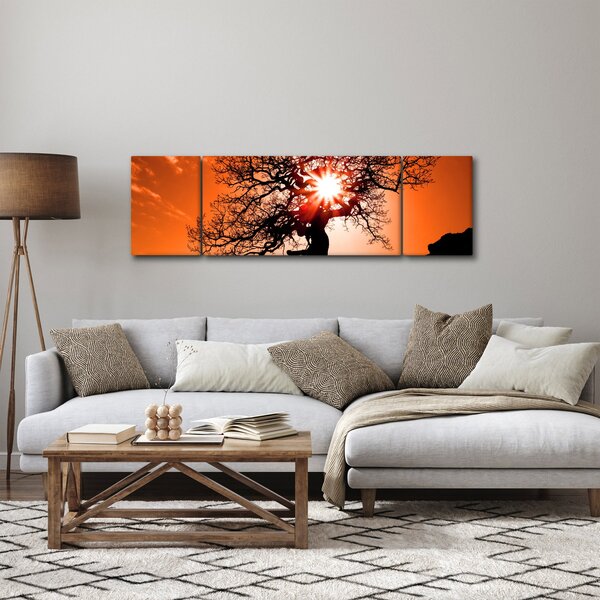 Obraz - Dąb o zachodzie słońca (170x50 cm)