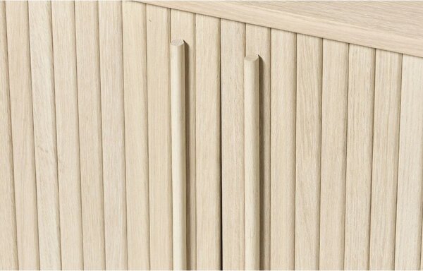 Komoda w dekorze dębu z drzwiami przesuwnymi w naturalnym kolorze 140x76x45 cm Meta – Unique Furniture