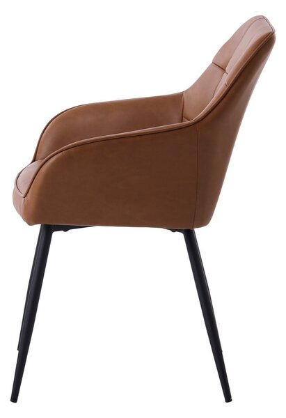 Brązowe tapicerowane fotele jadalniane zestaw z podłokietnikami 2 szt. Nolan Square – Unique Furniture