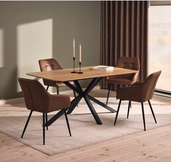 Brązowe tapicerowane fotele jadalniane zestaw z podłokietnikami 2 szt. Nolan Square – Unique Furniture