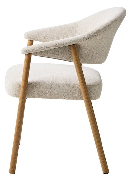 Kremowe fotele jadalniane zestaw z podłokietnikami 2 szt. z litego drewna dębowego Elk – Unique Furniture