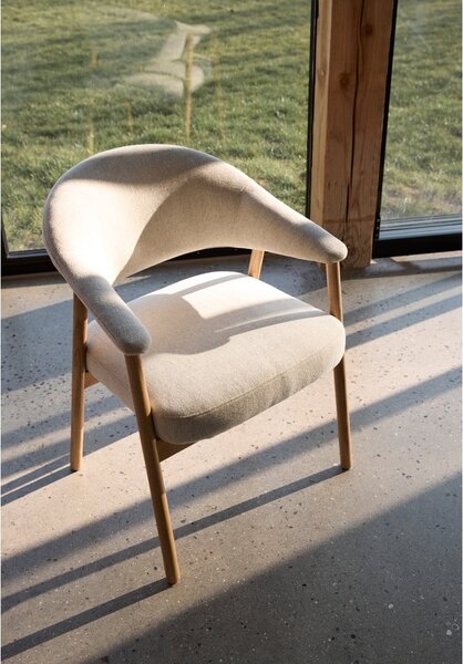 Kremowe fotele jadalniane zestaw z podłokietnikami 2 szt. z litego drewna dębowego Elk – Unique Furniture