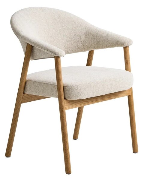 Kremowe fotele jadalniane zestaw z podłokietnikami 2 szt. z litego drewna dębowego Elk – Unique Furniture