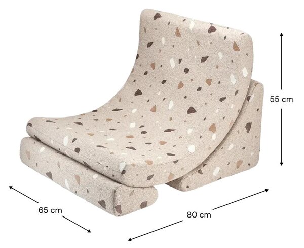 Jasnobrązowy fotel dziecięcy z materiału bouclé/z tkaniny szenilowej Terrazzo Moon – Wigiwama