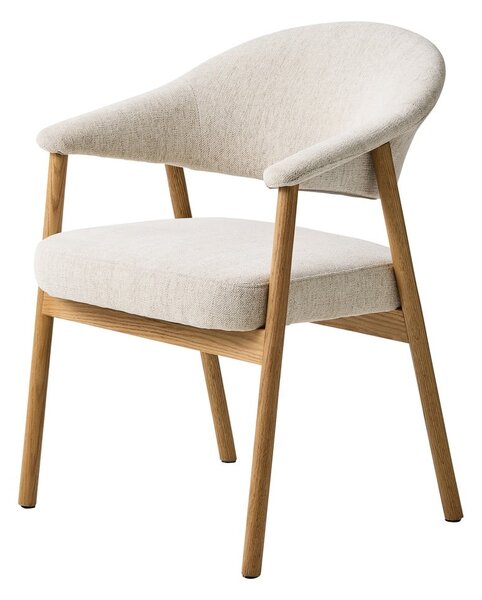 Kremowe fotele jadalniane zestaw z podłokietnikami 2 szt. z litego drewna dębowego Elk – Unique Furniture