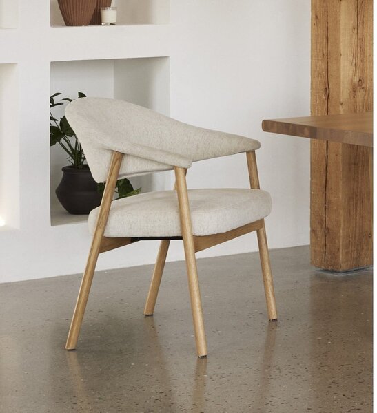 Kremowe fotele jadalniane zestaw z podłokietnikami 2 szt. z litego drewna dębowego Elk – Unique Furniture