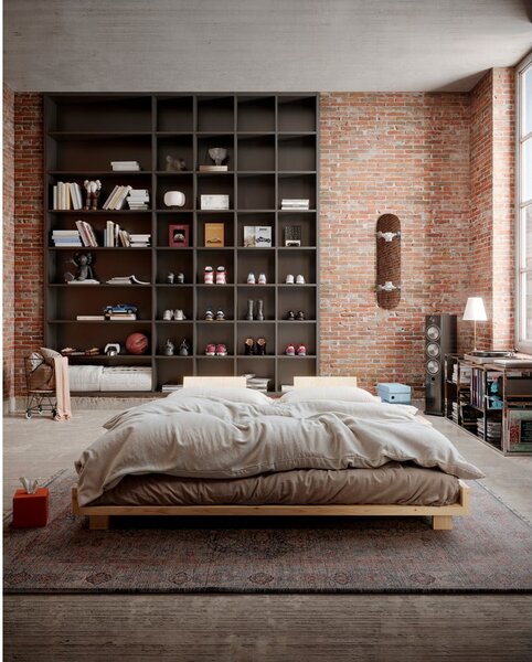 Łóżko dwuosobowe z litego drewna sosnowego ze stelażem 180x200 cm Social Bed – Karup Design