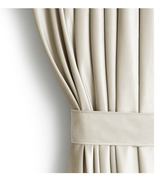 Beżowa aksamitna zasłona częściowo zaciemniająca (dimout) 140x270 cm Pleat – Restilo
