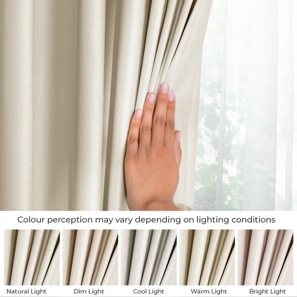 Beżowa aksamitna zasłona częściowo zaciemniająca (dimout) 140x270 cm Pleat – Restilo