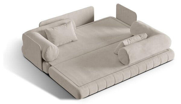 Beżowa aksamitna rozkładana sofa 206 cm Kemi – Cosmopolitan Design