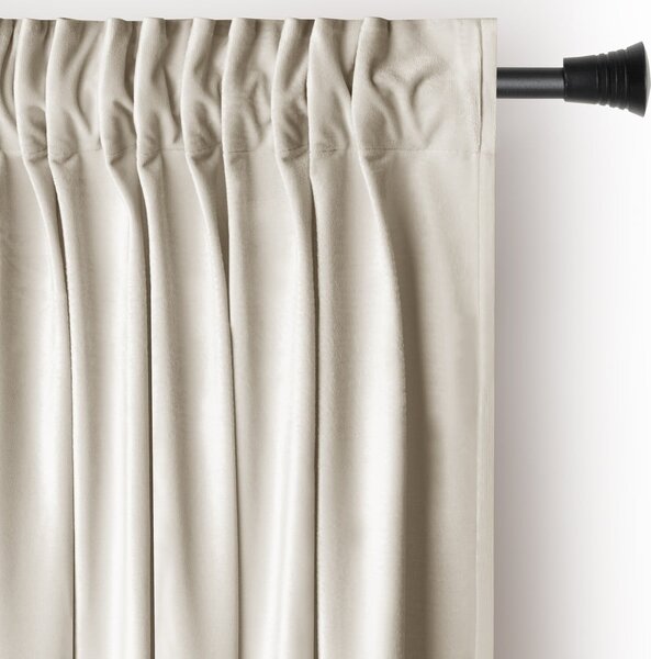 Beżowa aksamitna zasłona częściowo zaciemniająca (dimout) 140x270 cm Pleat – Restilo