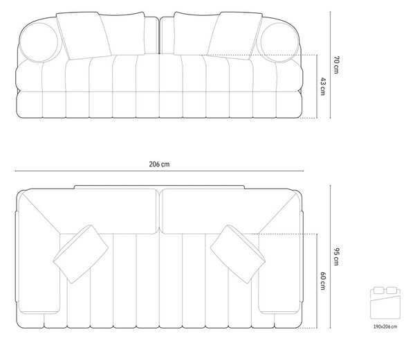 Jasnoszara rozkładana sofa z materiału bouclé 206 cm Kemi – Cosmopolitan Design