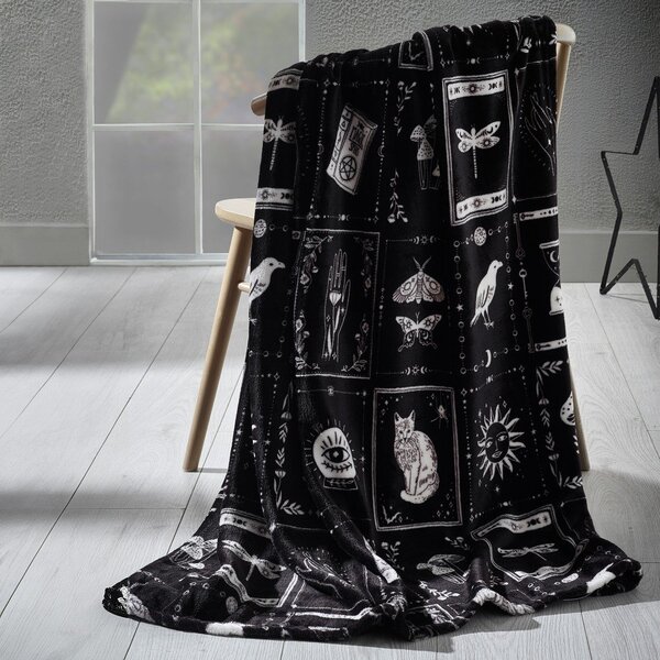 Czarny koc z motywem Halloween z mikropluszu 130x170 cm Enchanted Witchcraft – Catherine Lansfield