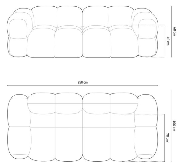 Zielona aksamitna sofa 250 cm Loretto – Cosmopolitan Design