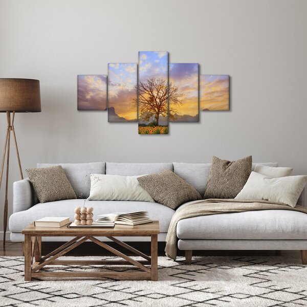 Obraz - Pejzaż ze słonecznikami (125x70 cm)