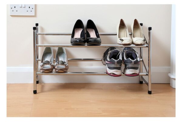 Metalowy teleskopowy regał na buty w kolorze srebra – Premier Housewares
