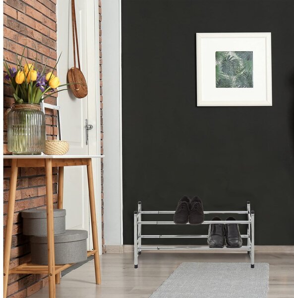 Metalowy teleskopowy regał na buty w kolorze srebra – Premier Housewares
