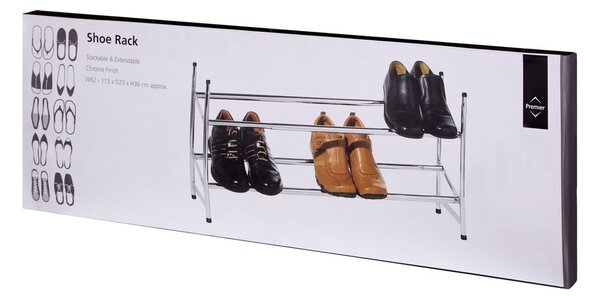 Metalowy teleskopowy regał na buty w kolorze srebra – Premier Housewares