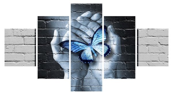 Obraz - Motyl na ścianie (125x70 cm)