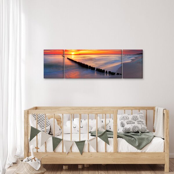 Obraz - Sunset, Baltic Sea, Poland (170x50 cm)