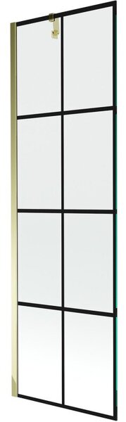 Mexen Next parawan nawannowy 1-skrzydłowy 60 x 150 cm, czarna kratka, złoty - 895-060-000-00-77-50
