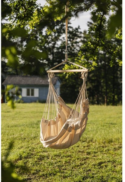 Kremowy tapicerowany wiszący fotel ogrodowy Tobago – Garden Pleasure
