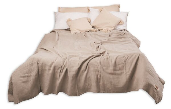 Matex Muślinowa narzuta na łóżko beżowy, 240 x 210 cm