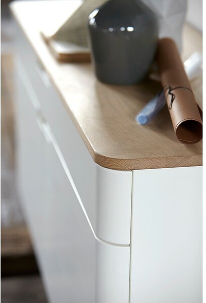 Niska komoda z drewna białego dębu Unique Furniture Amalfi