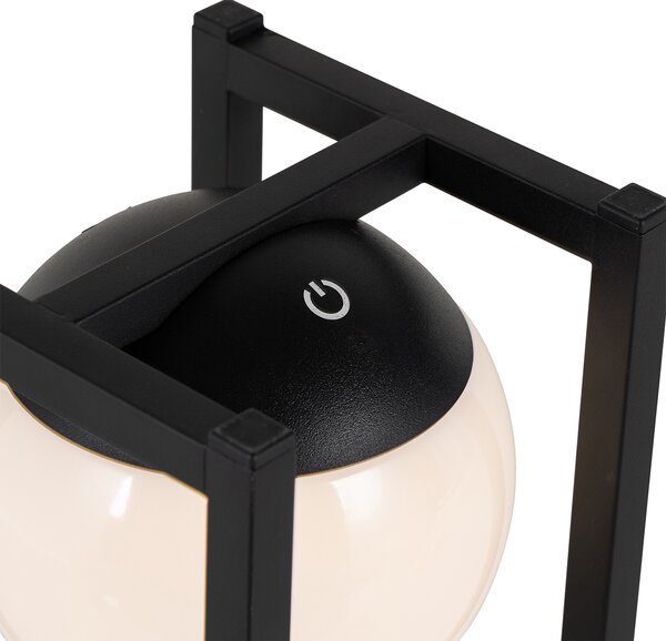 Zestaw 2 lamp stołowych zewnętrznych czarnych z dotykowym ładowaniem - Nowi