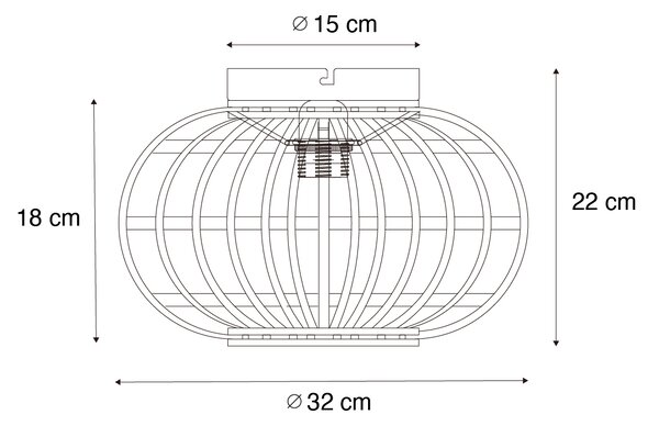Orientalna lampa sufitowa bambusowa - Amira